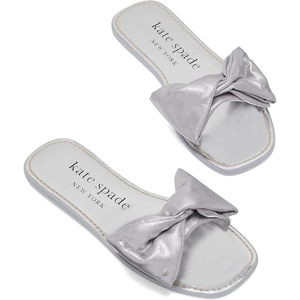 kate spade new york  Women's Bikini Bow Slide Sandals Size 9 Silver NWT